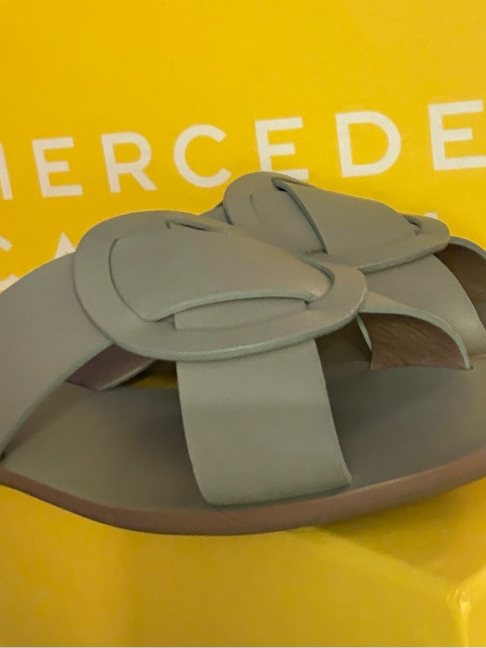 MERCEDES CASTILLO Sage Green Slide Sandals 7.5 like new